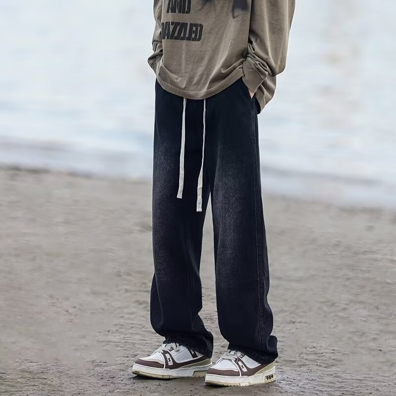 Straight Loose Men's Pants High Street Washing
