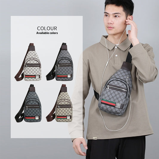 Soft Leather Casual Chest Bag Men And Women Crossbody Backpack