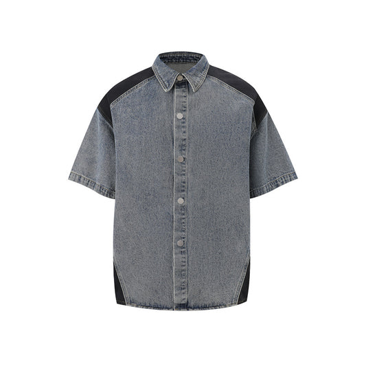 Retro Personalized Washed Short-sleeved Jeans Suit