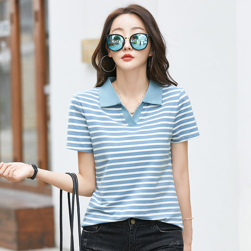 Women's Short Sleeve Korean Style Loose All-match Round Neck Half Sleeve