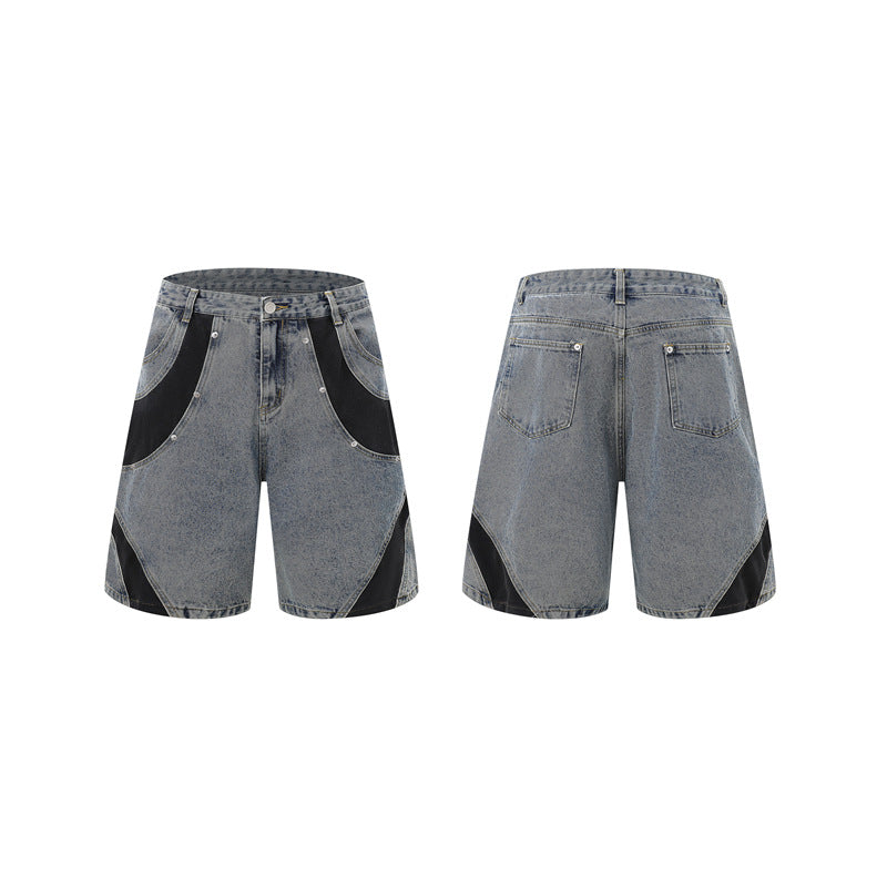 Retro Personalized Washed Short-sleeved Jeans Suit