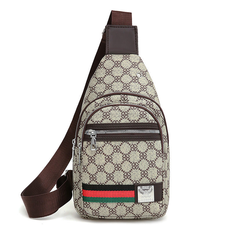 New Contrast Color PU Soft Leather Casual Chest Bag Men And Women Crossbody Tide Travel Fashion Small Backpack