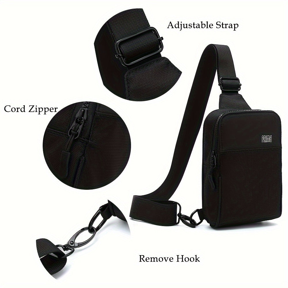 Small Crossbody Bags For Women & Men, Mini Sling Bag Fanny Packs Crossbody Purse, Chest Bag For Travelling, Hiking, Running -Black