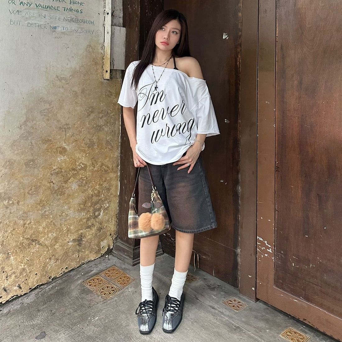 Women's  Off-the-shoulder Design Short Sleeve
