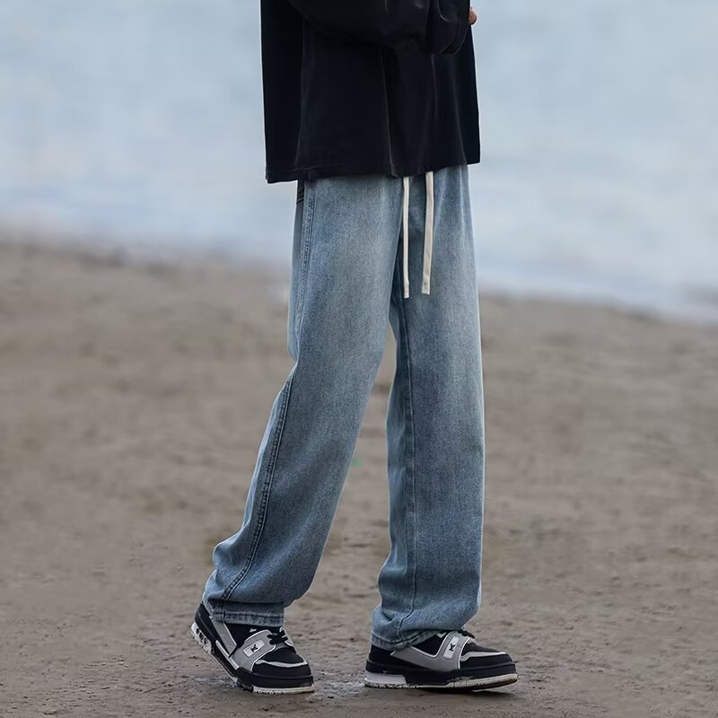 Straight Loose Men's Pants High Street Washing