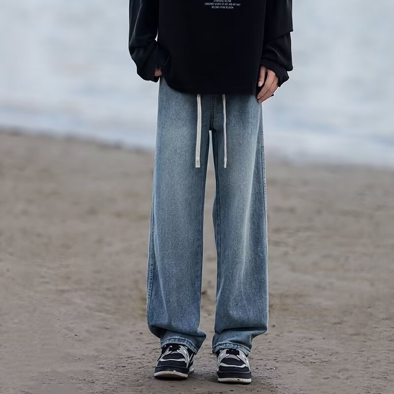 Straight Loose Men's Pants High Street Washing