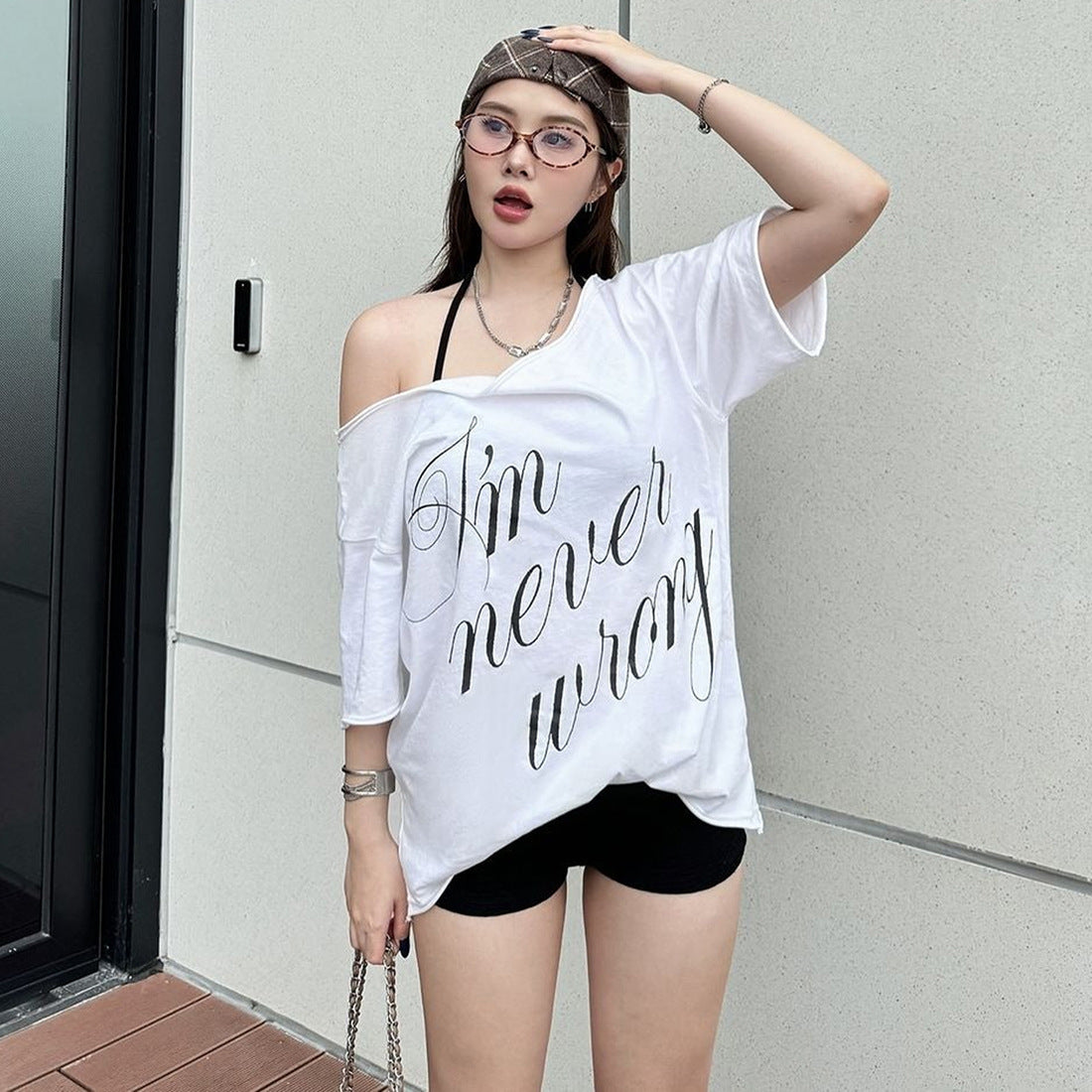 Women's  Off-the-shoulder Design Short Sleeve