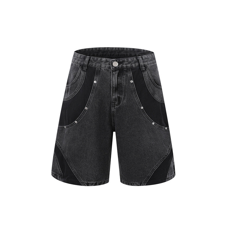 Retro Personalized Washed Short-sleeved Jeans Suit