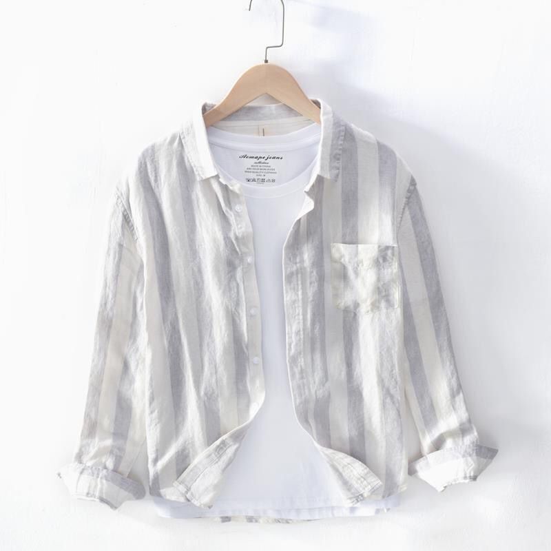 Thin Youth Long Sleeve Men's Hong Kong Style Shirt