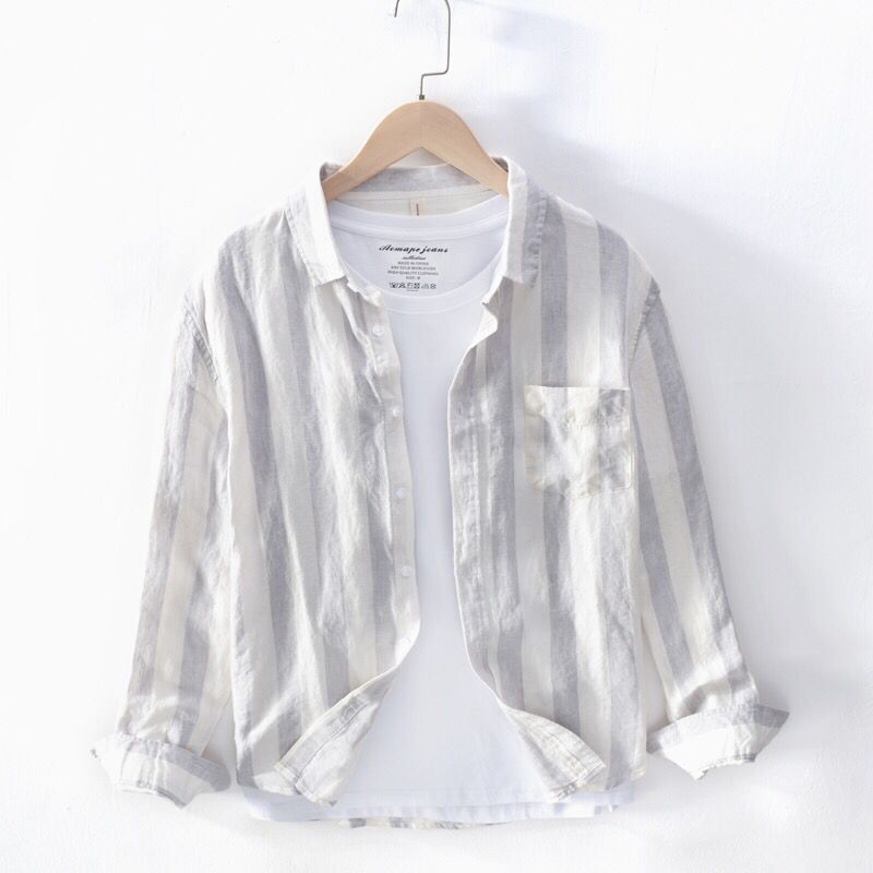 Thin Youth Long Sleeve Men's Hong Kong Style Shirt