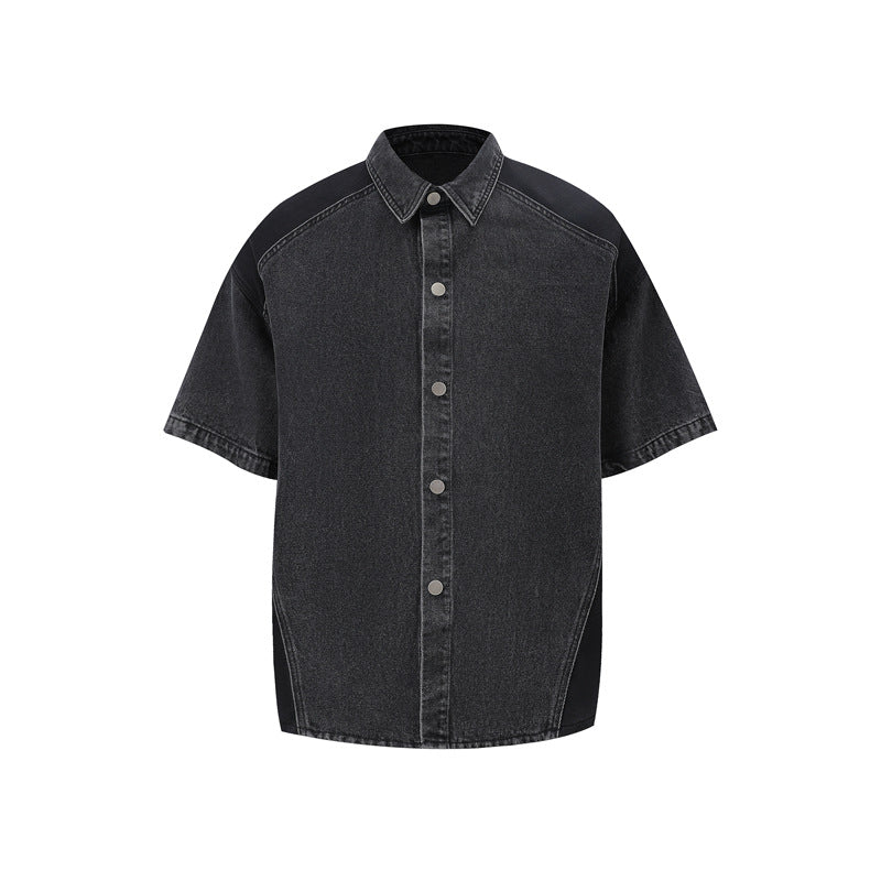 Retro Personalized Washed Short-sleeved Jeans Suit