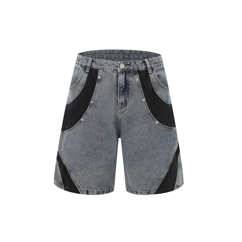 Retro Personalized Washed Short-sleeved Jeans Suit