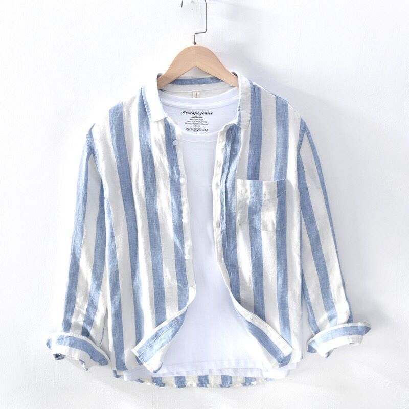 Thin Youth Long Sleeve Men's Hong Kong Style Shirt