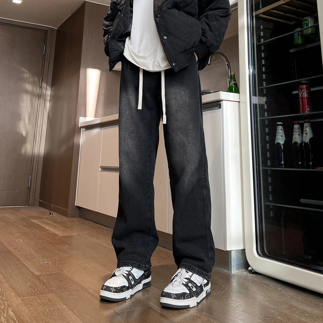 Straight Loose Men's Pants High Street Washing