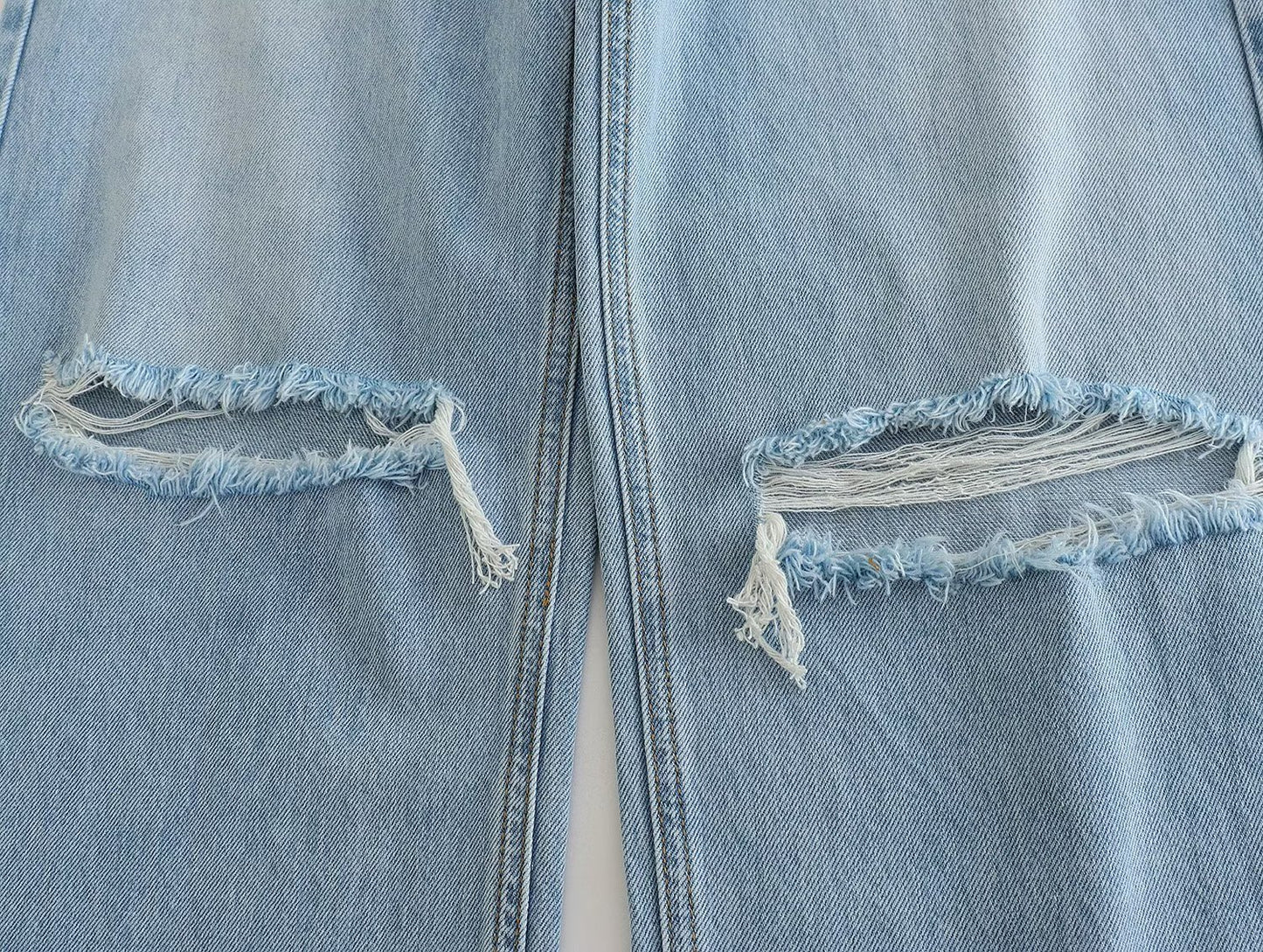 Women's Perforated Hole Decoration High Waist Wide Leg Jeans